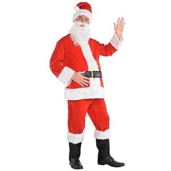 NEW Classic Santa Suit Christmas 1Set 7Pcs Adult Standard Size Up To Size 44 - Picture 6 of 15